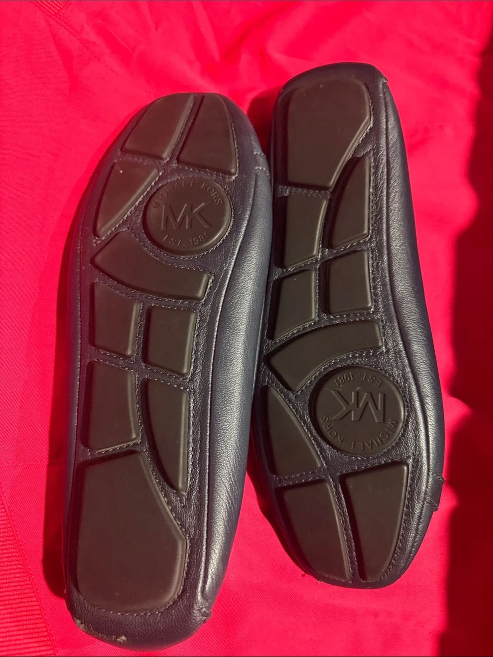 Michael Kors Navy Leather MK Logo Round-Toe Ballet Flats. NEW